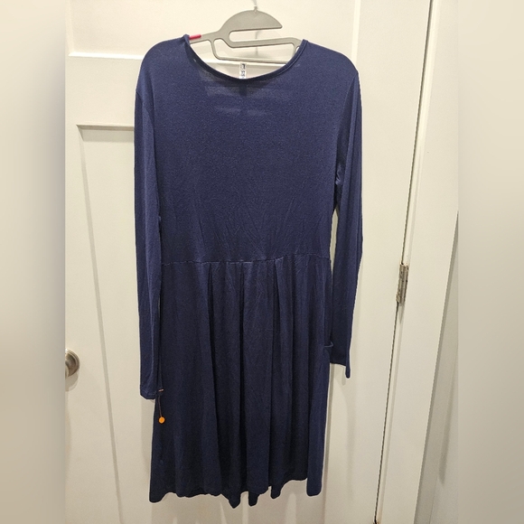 Korsis Navy Blue Empire Waist Pocket Dress Women’s Size Large Long Sleeve - Picture 4 of 8